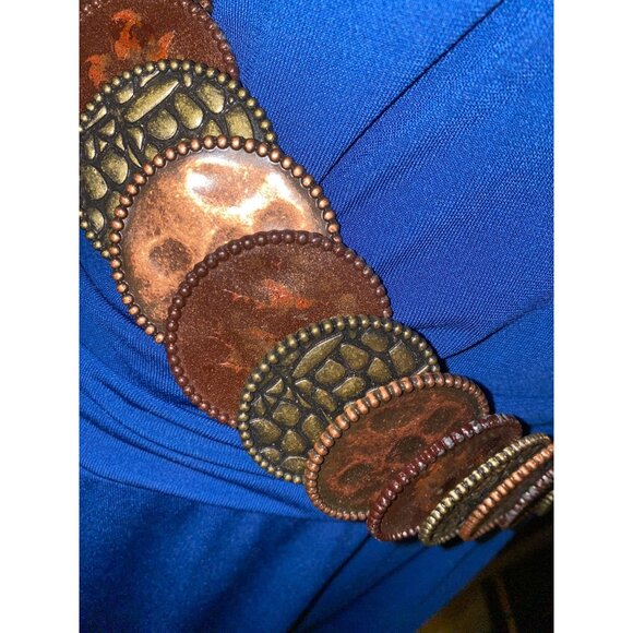 Chico Belt Mixed Metal Heavy Adjustable Discs Cooper Brass Silver Chain - Picture 6 of 8